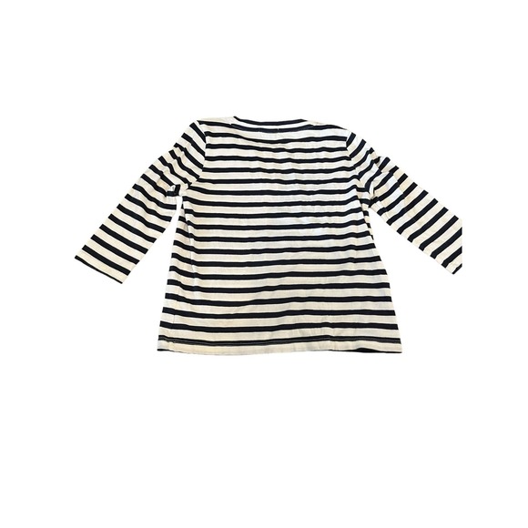 Crewcuts Navy/White Striped Top with Gold Crinkle Bow - Size 6/7 Girls - Picture 4 of 8